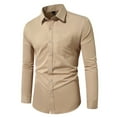 thumbnail image 5 of JXMVOJ Men's Casual Business Solid Color Long Sleeve Shirt, Cotton Fabric, Lightweight Breathable Design, Versatile for Daily, Party, Beach Outfits, 5 of 9