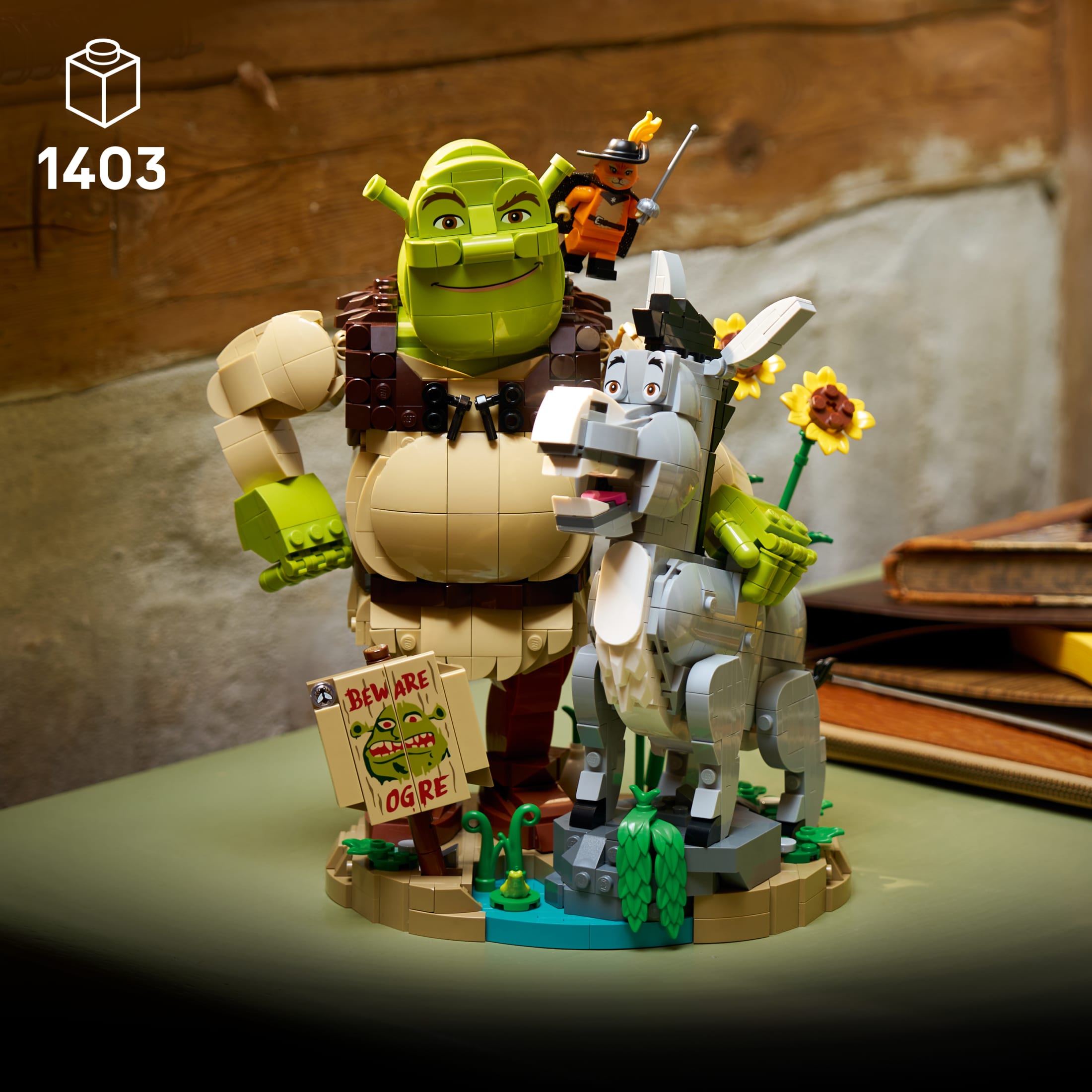 LEGO Shrek: Shrek, Burro y el Gato con Botas - Set de Construcción para Adultos, Mayores de 18 - Memorabilia de Película para Oficina en Casa, Decoración de Estante - Regalo Coleccionable para Mujeres y Hombres - 72423 3