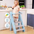 thumbnail image 1 of Toddler Tower Kitchen Stool Helper - & Adjustable Height Kids Learning Stool for Kitchen Counter Bathroom Sink, Child Ladder for Toddlers with Handles, Rail, Non-Slip Pads-Pink, 1 of 8