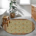 thumbnail image 3 of Small Round Rug 3Ft Washable Non-Slip, Boho Geometric Abstract Floral Circle Area Rugs for Living Room Bedroom, Vintage Ethnic Flower Textured Indoor Floor Mats Carpet Runner for Home Decor, 3 of 8