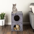 thumbnail image 6 of PETMAKER 2 Story Cat Condo House for Indoors - 15.75” x 23.75” Double Cat Bed Cave (Gray), 6 of 7