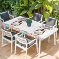 thumbnail image 2 of Grey Easter Table Cloths for 4 Foot Rectangle Tables, Spring Cartoon Bunny Colorful Eggs Wood Grain Patio Waterproof Elastic Fitted Tablecloths, Washable Rectangular Table Cover for Camping, 2 of 8