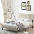 thumbnail image 2 of Sesslife Full Size Bed Frame with Classic Headboard, Upholstered Platform Bed Frame, No Box Spring Needed, Easy Assembly, Beige, 2 of 10