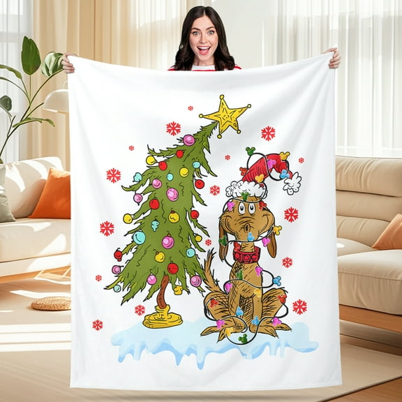 Kuscheln Holiday Christmas Blanket for Women Men Family, Soft Warm Christmas Throw Blanket for Couch Bed Sofa Travel, Cozy Flannel Winter Blanket Gift for Xmas Birthday Housewarming Party