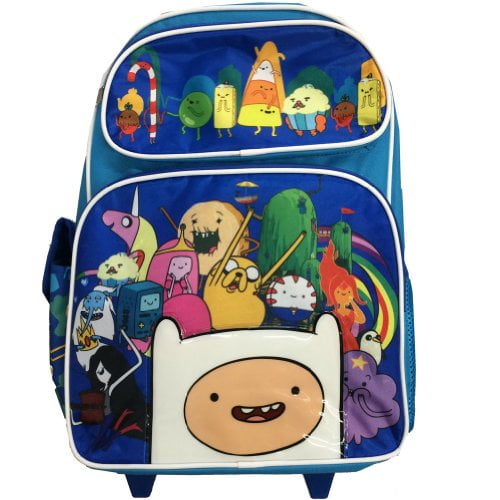Blue Adventure Time Large 16" Rolling Backpack 