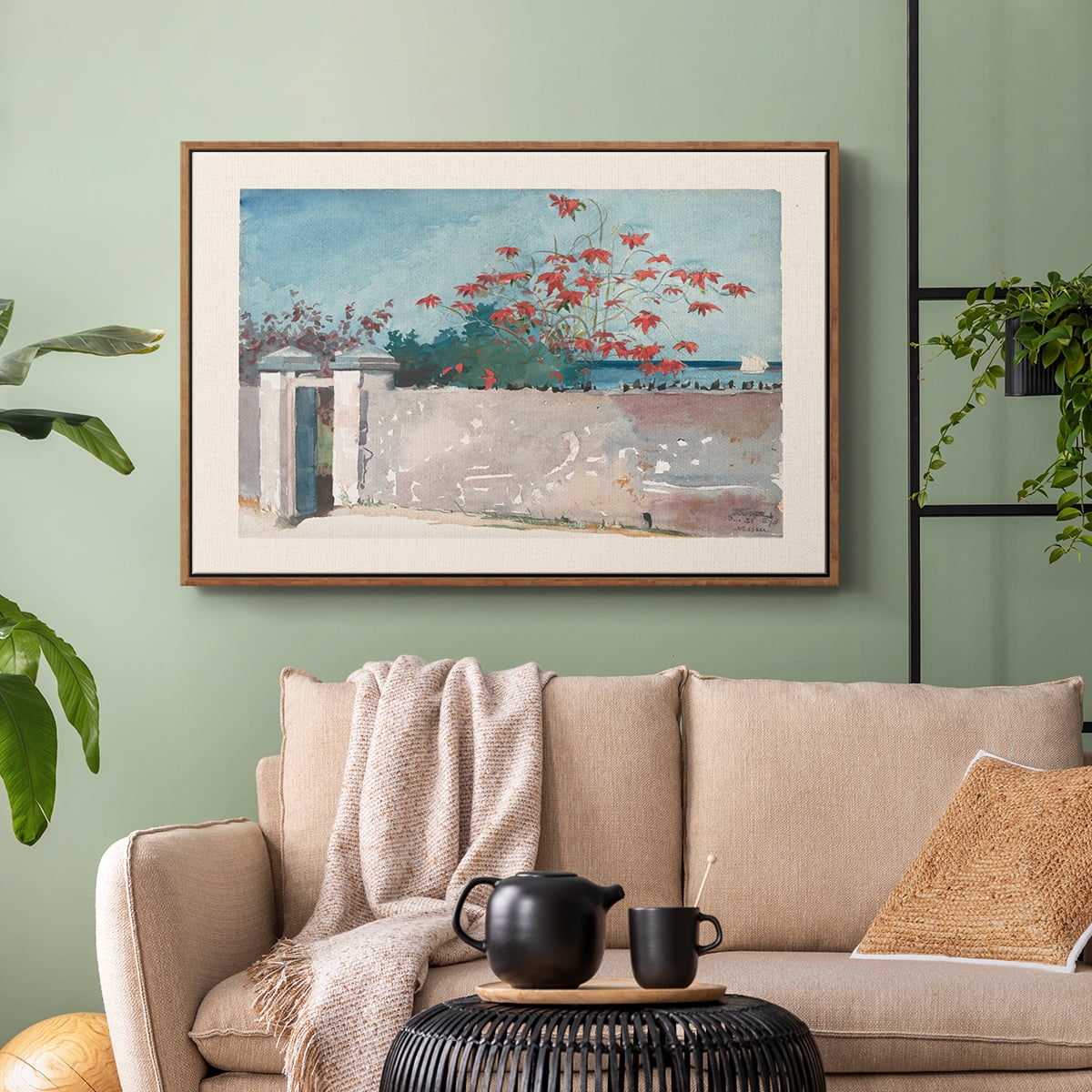 Vintage Botanical Print-LXX By Wexford Home Framed in Walnut Wood Gallery Wrapped Canvas 25 in. x 37 in.