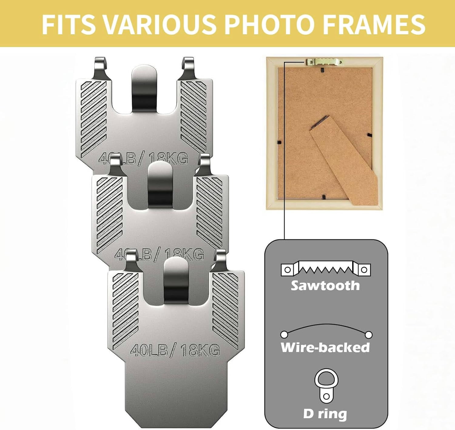 Picture Hangers for Drywall, Heavy Duty Claw Hangers, No Damage Hooks for Drywall & Plaster Wall, Nail-free Mirror/Poster/Frame Hanging Kit for Home & Office Decor
