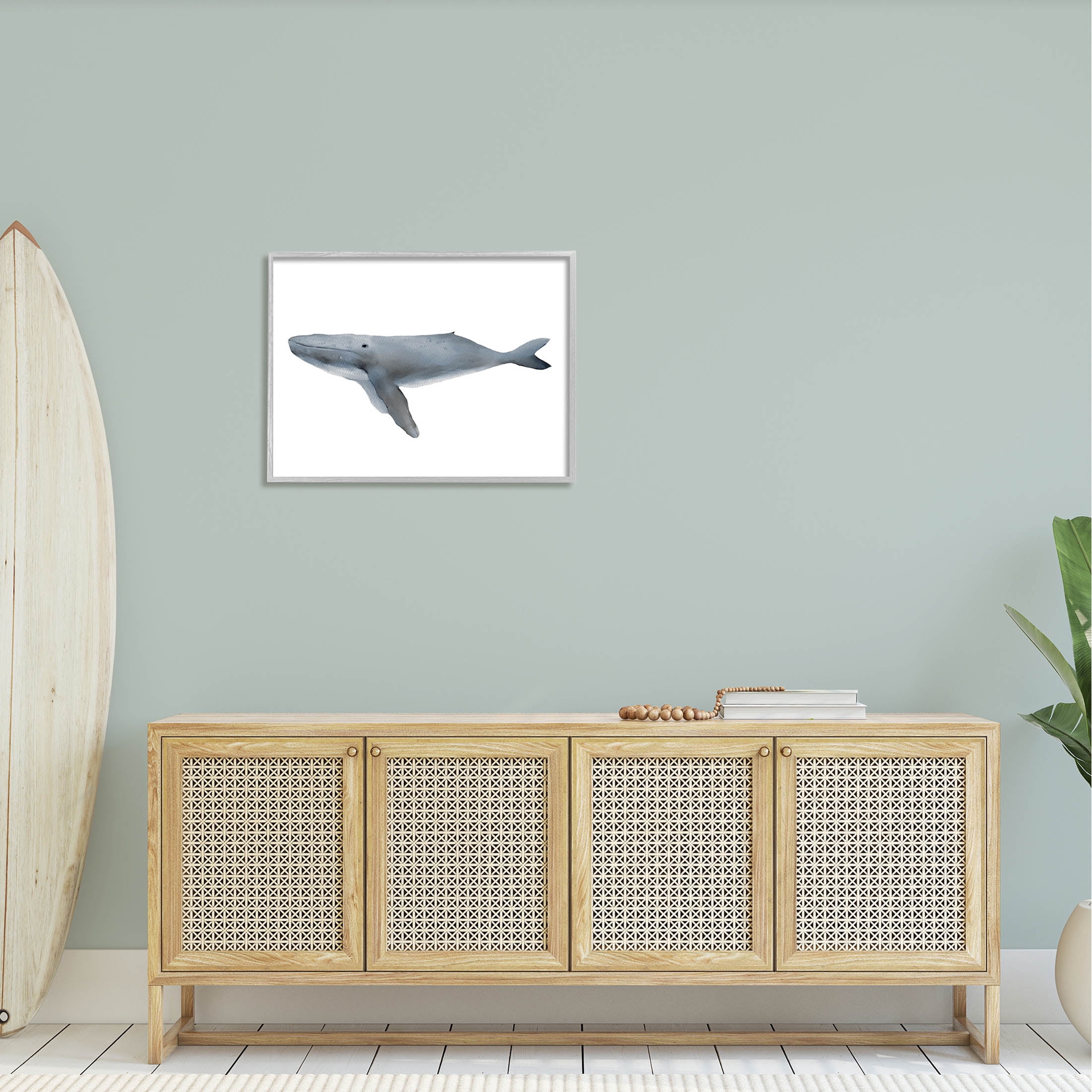 Stupell Industries Marine Whale Casual Sea Life Graphic Art Gray Framed Art Print Wall Art, Design by Leah Straatsma