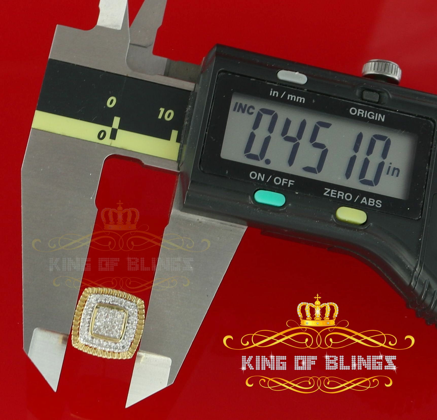 King of Bling's 0.55ct Diamond 925 Sterling Silver Hip Hop Yellow Stud Earring For Men / Women