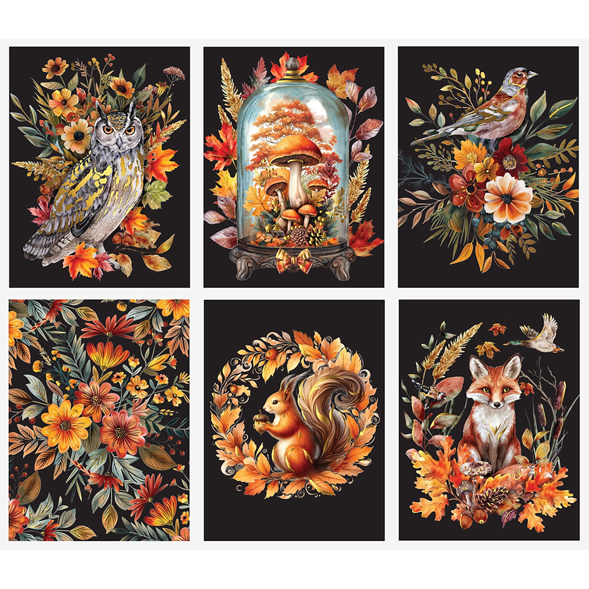 Brea Reese: Scratch Art Paper Pad - Autumn Equinox - 6 Designs, Guided Art, Metallic Accents, Stylus & Brush, Perforated 9x12" Pages, DIY Adult Craft