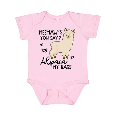 

Inktastic Meemaw s You Say Alpaca My Bags Gift Baby Boy or Baby Girl Bodysuit