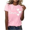thumbnail image 5 of Valentines Day Outfit Women,Womens Fashionable Valentine'S Day Printed T-Shirt Round Neck Short Sleeve Soft Comfortable Casual Date Night Cute Top Pink M, 5 of 5