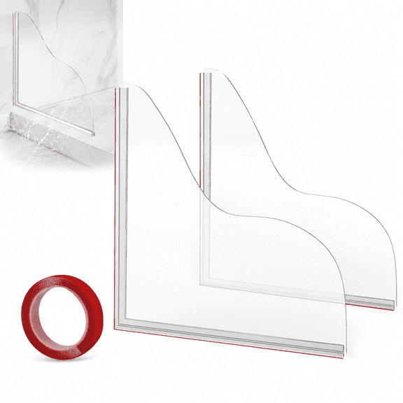 RYLZX Bathtub Shower Splash Guard Kit, Self-Adhesive Acrylic Water Baffle with Silicone Base, Reduce Shower Water Overflow for Tub & Sink, 2 Pack 9.84 x 8.66 Inch