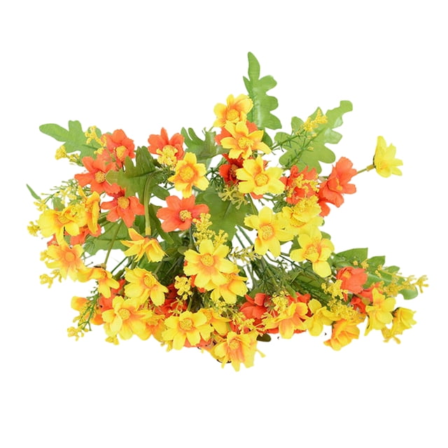 Flores artificiales de 28 cabezas para exteriores, flores silvestres de seda sintética con tallo, arreglo floral falso para macetas, cestas colgantes, porche, patio, decoración de jardín.