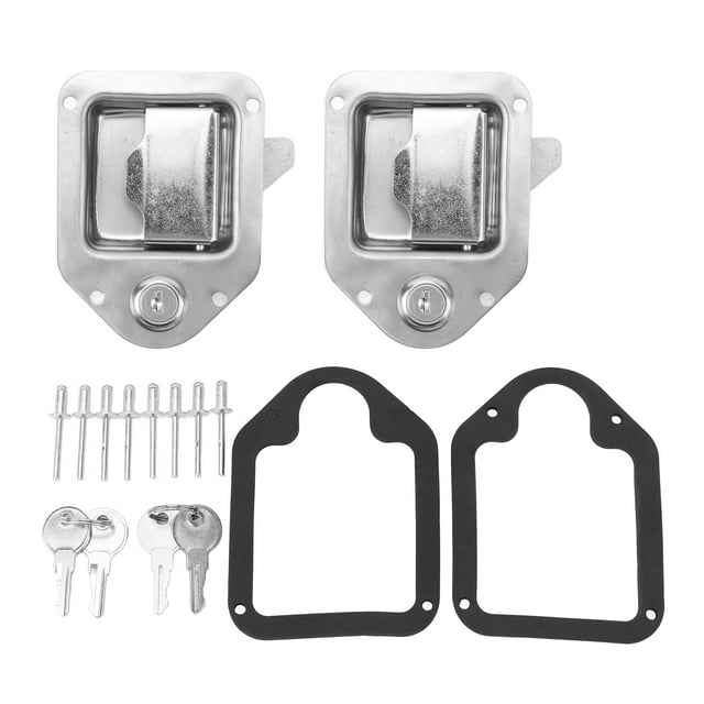 1 par de pestillos para caja de herramientas de camión, de acero inoxidable, con 4 llaves para remolque de RV, UTV, ATV y caja.