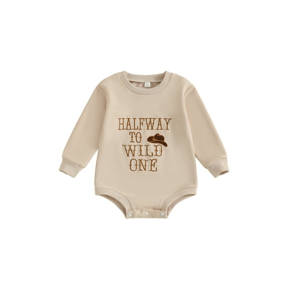 BemeyourBBs Baby Half Birthday Romper Letter Hat Embroidery Long Sleeve Jumpsuit