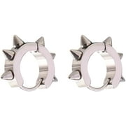 Rivet Hoop Earrings 1Pairs Geometric Spike Earrings Ear Studs Unisex Gothic Rivet Hoop Fashion Stainless Steel Earring Jewelry(Black)