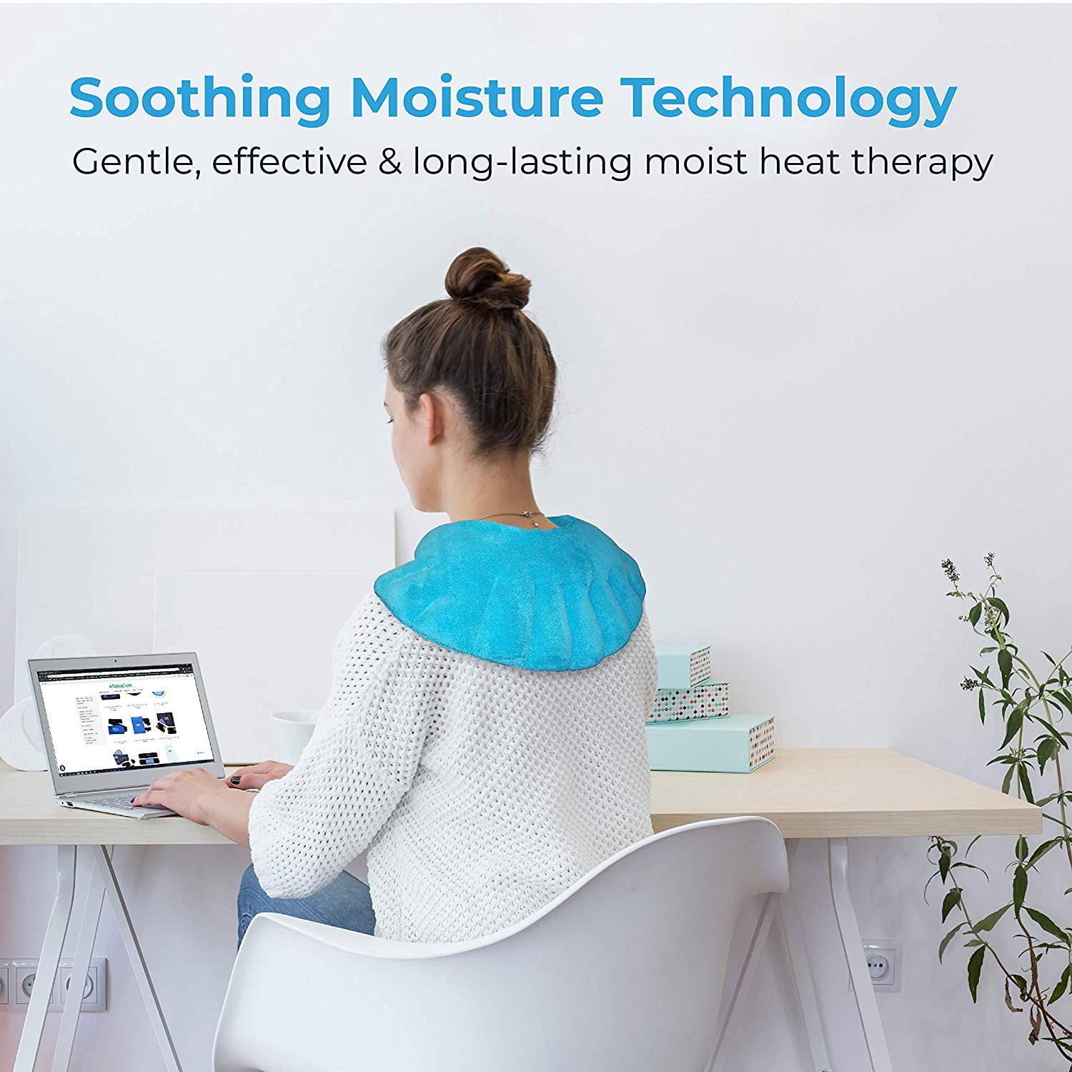 NatraCure Microwaveable Moist Heat Wrap with Silica Beads (Hot Therapy Pack and Heating Pain Relief Pad for Neck, Shoulders, Body)