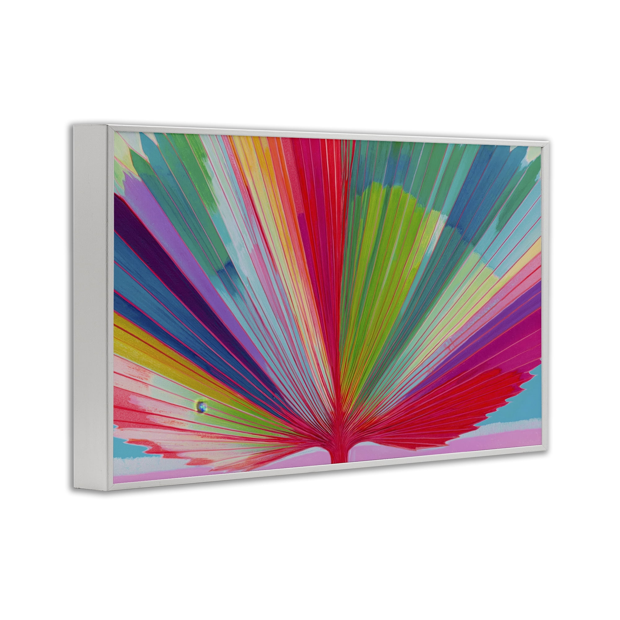 Stupell Industries Palm Fan In Spectrum White Framed Giclee Art, design by Chromatic Storm Studio
