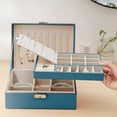 thumbnail image 5 of Jewelry Box For Women, Travel Lockable Leather Jewelry Box 2 Layers Jewelery Organizer, Small Jewelry Storage Case Jewelery Storage Jewelery Organizer (Green), 5 of 5