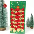 thumbnail image 3 of 36/12Pcs Mini Christmas Bow Red Glitter Ribbons Bow Xmas Tree Hanging Pendant Ornament Navidad New Year Party DIY Gifts Supplies, 3 of 5
