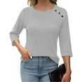 thumbnail image 3 of ZyeKqe Sweaters for Women Long Sleeve Shirts Ribbed Knit Going out Tops Lightweight Loose Fitted Blouses Tops, 3 of 5