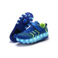 thumbnail image 4 of Fangasis Kids Sneakers Comfortable Roller Skate LED Sport Sneaker Birthday Gift Magic Tape Skating Shoe Blue Green 4.5, 4 of 9