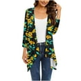 thumbnail image 2 of QATAINLAV Cardigan for Women 2025, Casual Cover Ups Three Quarter Sleeve Blouses Fall Fashion Floral Print Shawl Duster Tops Going Out Streetwear Mother's Day Gifts Multicolor XXL, 2 of 6