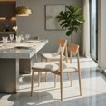 thumbnail image 4 of GVN Linen Fabric Upholstered Modern Dining Chair Set of 2 with Padded Seat Curved Backrest for Kitchen Dining Room Living Room Furniture, Oak, 4 of 8