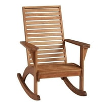 Afuera Living Outdoor Acacia Wood Rocking Chair with Slatted Back in Natural Oil