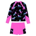 thumbnail image 3 of YONGHS Girls Rash Guard 2 Piece Swimsuit Water Beach Sports Bathing Suit Swimming Costume Hot Pink 16, 3 of 7