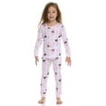 thumbnail image 2 of Cudlie Girls’ 4-Piece Pajama Set – Long Sleeve Cotton Blend Sleepwear, 2 Tops and 2 Pants, Fun Prints – Ballerina– Size 4T, 2 of 10
