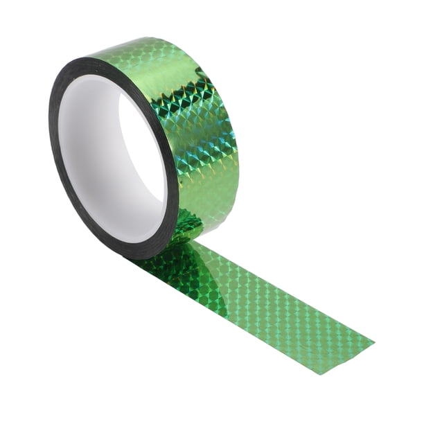 Cinta adhesiva de rayas holográfica verde de 1 rollo de Unique Bargains 1.38"x164.04ft