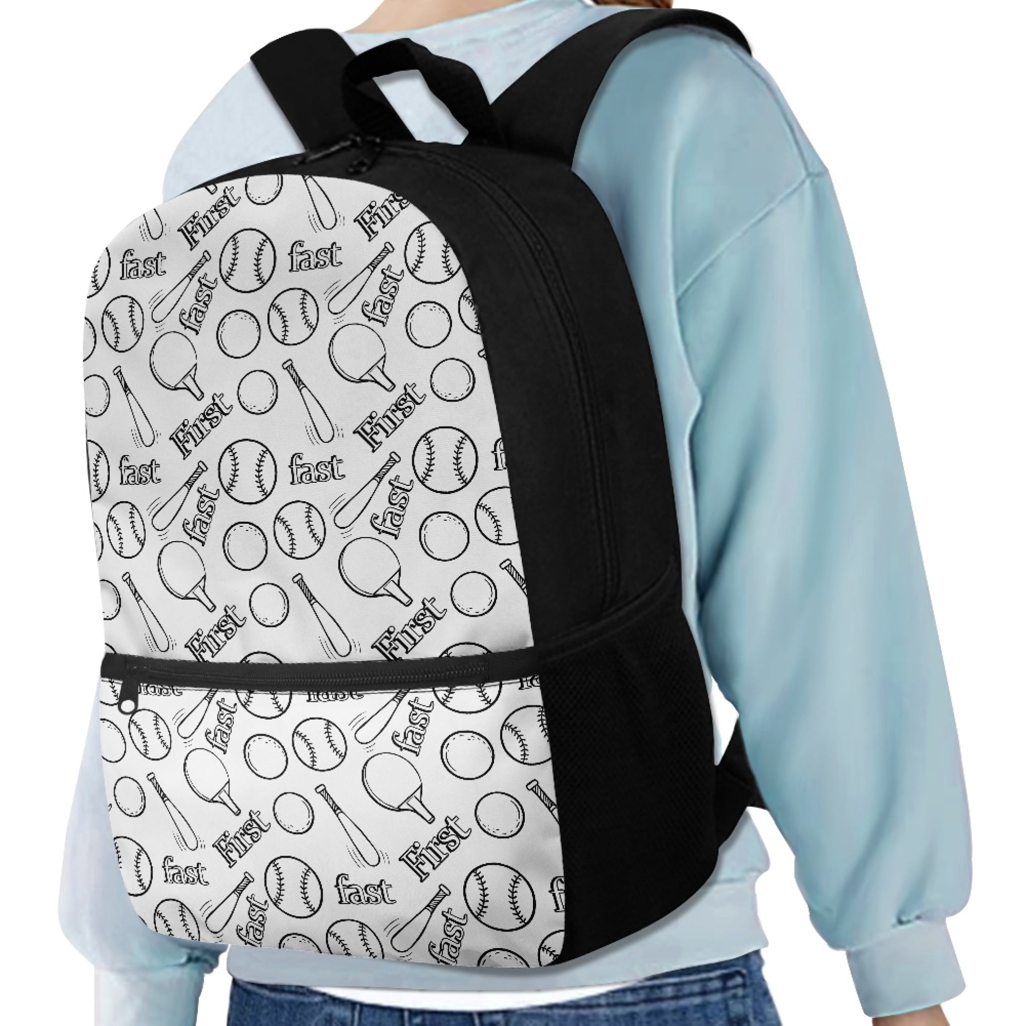Uourmeti Smooth Zippers 17 Inch Daypack for Work Travel, Large Practical Space Large Capacity Front Pocket Backpack, Baseball Pattern