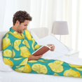 thumbnail image 4 of Mens Pajamas Set, cartoon Lemon blue Button Down Long Sleeve Loungewear Sleepwear Pjs sets for Men, 4 of 5