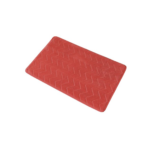 Zigzag Geometric Chevron Bath Mat NonSkid Memory Foam Coral Orange