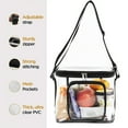 thumbnail image 5 of Bxaolu Clear Lunch Bag, Durable PVC Plastic See Through Lunch Bag with Adjustable Shoulder Strap Handle, Perfect for Work, Office, School and Picnic, 10.2x7.25x9 inches - Gray, 5 of 9