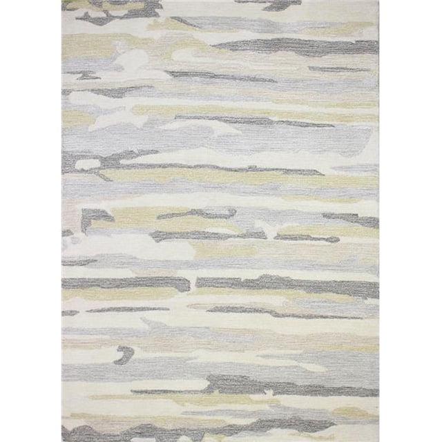Bashian S217-IVGY-5X7.6-VW227 Bashian Norwalk Collection Abstract Contemporary Wool & Viscose Hand Tufted Area Rug, Ivory & Grey - 5 ft. x 7 ft. 6 in.