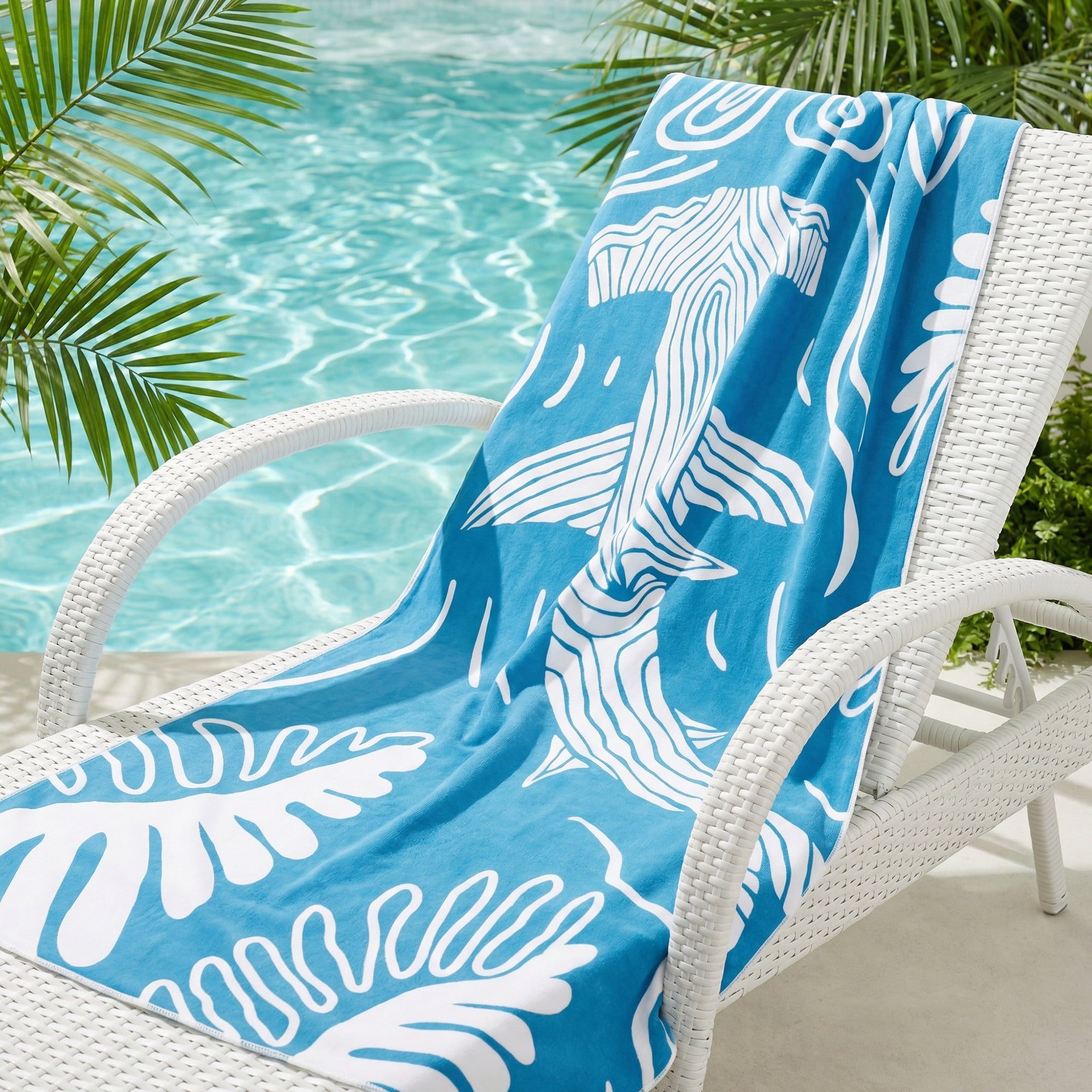 Unique Bargains Sand Free Absorbent Dolphin Print Beach Towel Light Green 63" x 31"