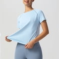 thumbnail image 6 of GEWSEY Workout Tops for Women Cropped Split Back Athletic Gym Exercise Shirts Loose Fit (Blue, L), 6 of 9