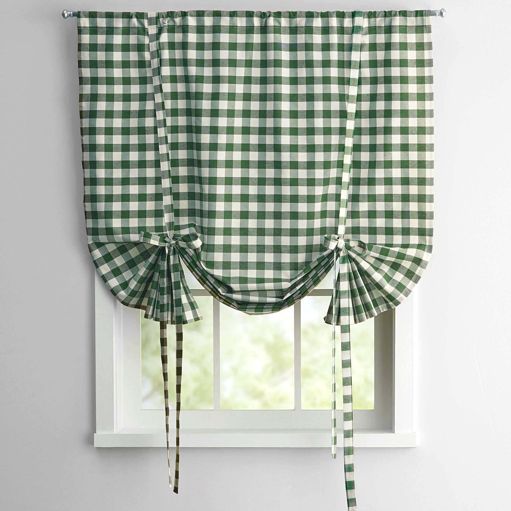 Buffalo Check Gingham Decorative TieUp Window Shade 42" x 84