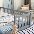thumbnail image 5 of JERFIT Grey Twin over Twin Floor Bed Frame with Guardrails, Low Profile Pine Wood Platform Bed, No Box Spring Needed, 5 of 10