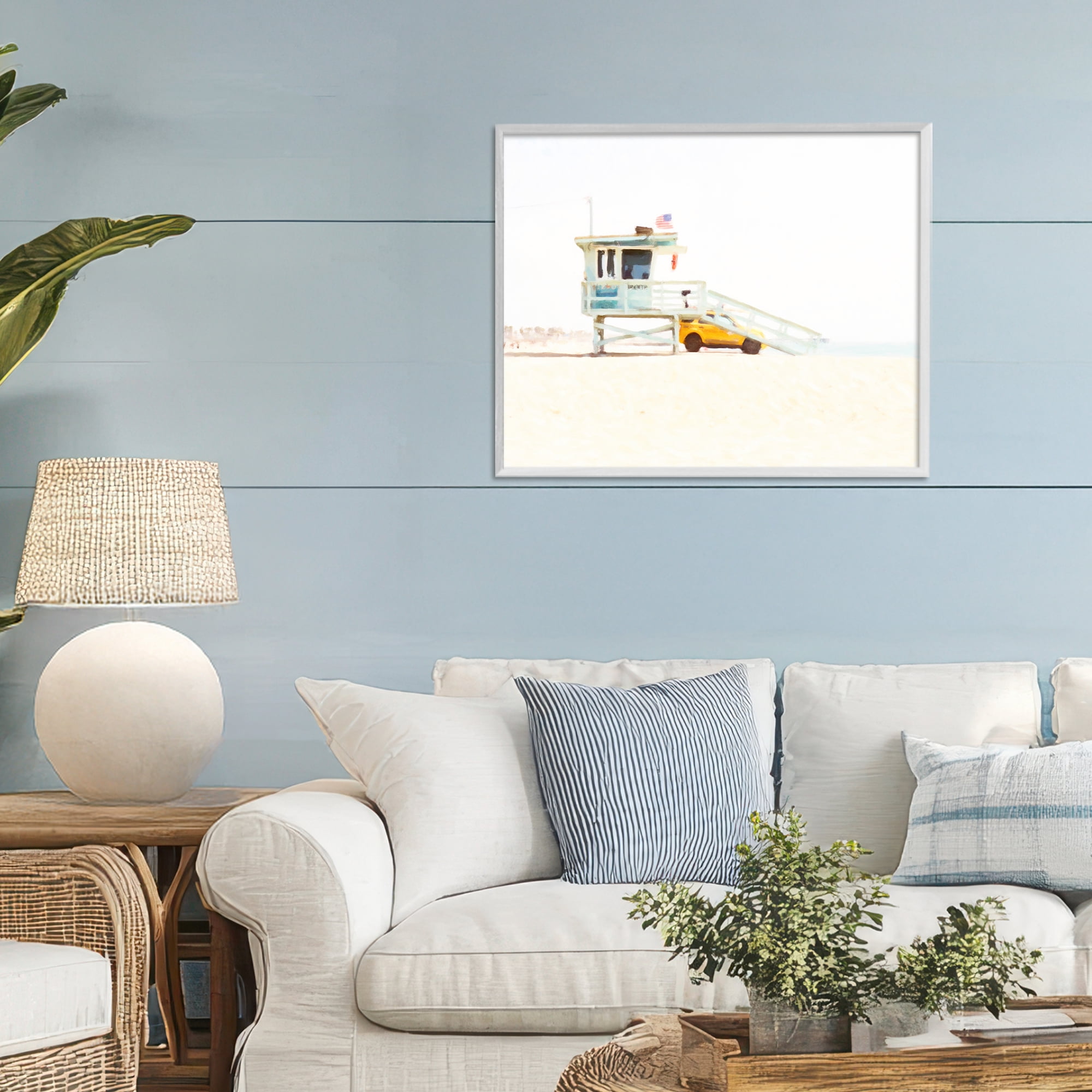 Stupell Industries Soft Light Lifeguard Station White Framed Giclee Art, design by Kim Curinga