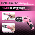 thumbnail image 2 of Restored Pink Power 3.6 Volt Rechargeable Cordless Electric Screwdriver Set with Bubble Level (Refurbished), 2 of 12