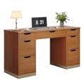 thumbnail image 4 of DreamCurship 55 inch Computer Desk with 7 Drawers, Executive Office Desk with Storage, Home Office Desk for Work Study Writing, Brown, 4 of 6