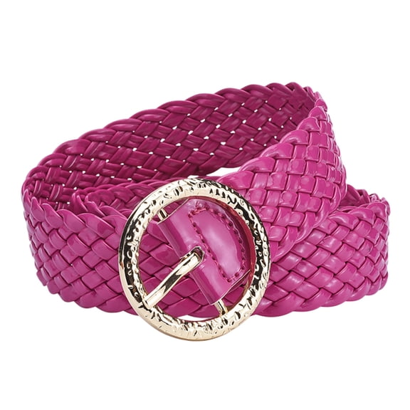 Woven Belts for Women Glitter Leather Belt for Dresses Jeans Pants Fashion Accessory for Outdoor Styling Versatile Waist Cincher,106 cmx3 cm,Hot Pink