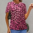 thumbnail image 6 of Leopard Print Pattern Womens Tops Women's Fashion Casual Short Sleeve Flower Print Round Neck Pullover Top Blouse, 6 of 6