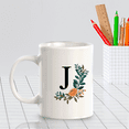 thumbnail image 4 of J Floral Pattern 11oz Ceramic Coffee Mug | Initial Personalized Gift, 4 of 7