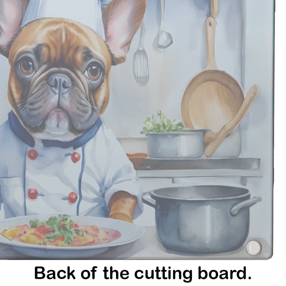 French Bulldog The Chef Glass Cutting Board 12 in x 15 in