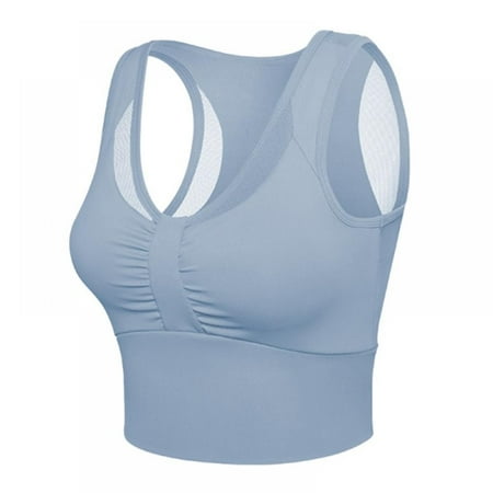 

Monfince Racerback Sports Bras for Women - Padded Seamless High Impact Support for Yoga Gym Workout Fitness Blue 80ABCD/85AB